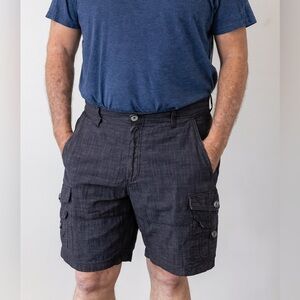 Guess Men Gray Striped Textured Cargo Shorts Size 40